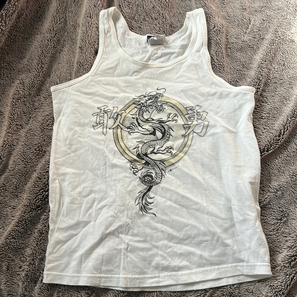 Vintage White Dragon Sunlight Activated Color Tank Top